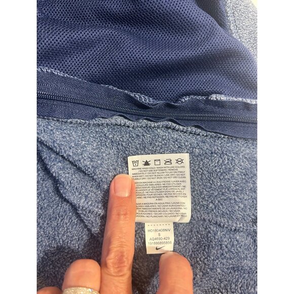 Nike Women's S Dri-Fit Pullover Sweatshirt Blue Layering Ski Roll Sleeves & Neck - Picture 7 of 11